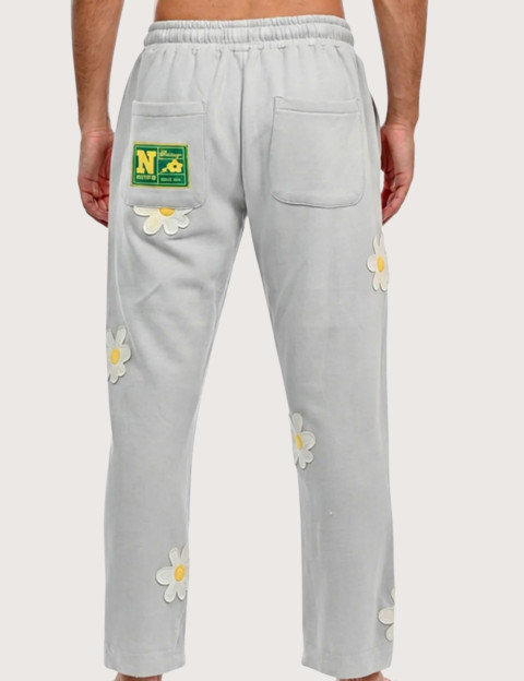 Natif Pantalon Unisexe Heritage Motifs Fleurs Gris - 2