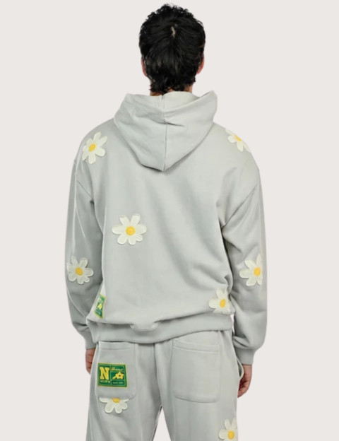 Natif Sweat Capuche Unisexe Heritage Motifs Fleurs Gris - 3