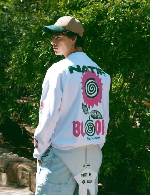 Natif Sweat Unisexe Loose Bloom 27 Blanc - 5