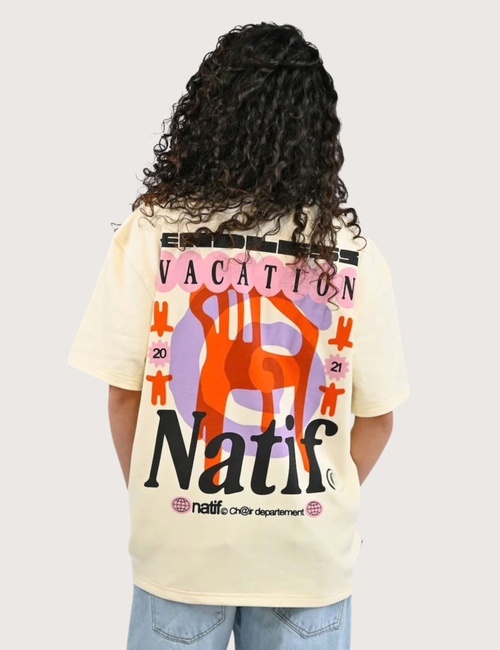 Natif T-Shirt Unisexe Manches Courtes Chair Dpt Crème - 3