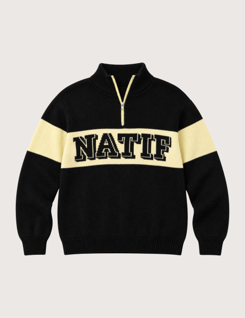 Natif Pull Femme Col Zip Camionneur Noir Jaune - 7