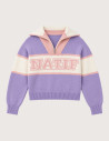 Natif Pull Femme Col Zip Camionneur Violet Rose - 4