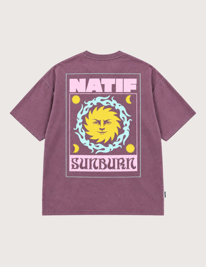 Natif T-Shirt Unisexe Manches Courtes Sunburn Elements Violet - 3