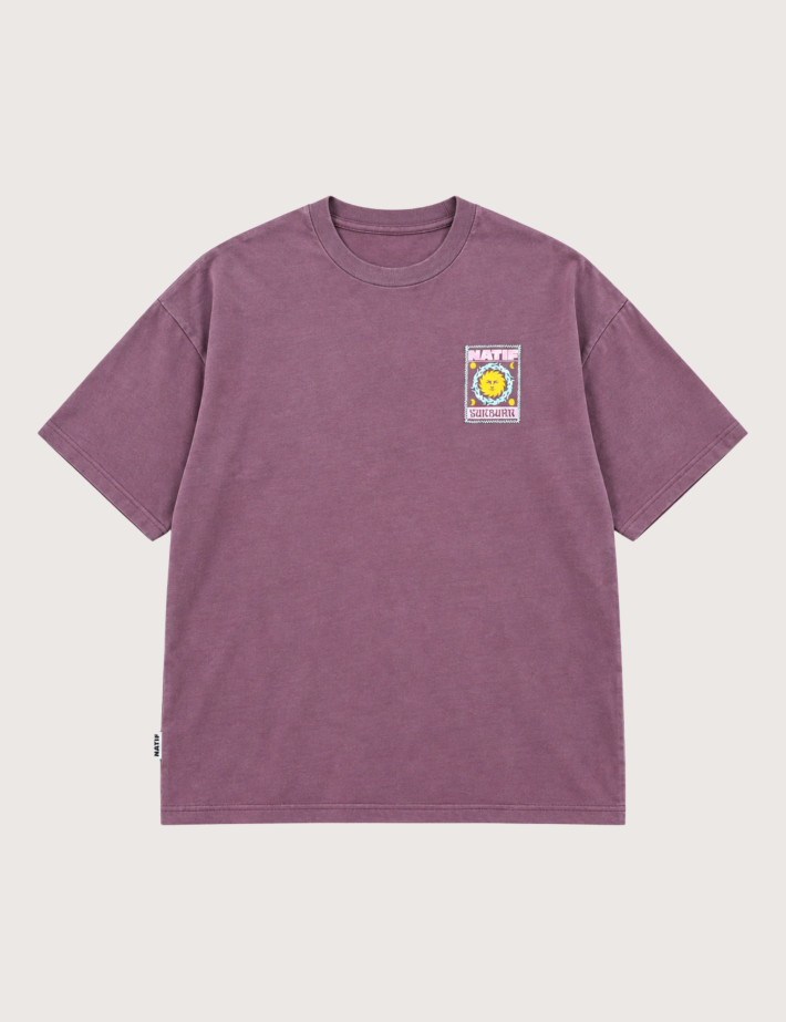 Natif T-Shirt Unisexe Manches Courtes Sunburn Elements Violet - 4