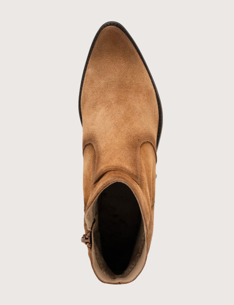PORRONET Bottines Santiags Femme Basses en Cuir Marron - 6