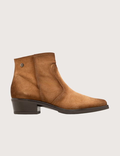PORRONET Bottines Santiags Femme Basses en Cuir Marron