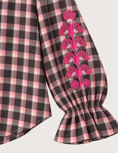 Adoré Chemise Femme Kimber à Carreaux Anthracite Rose - 2