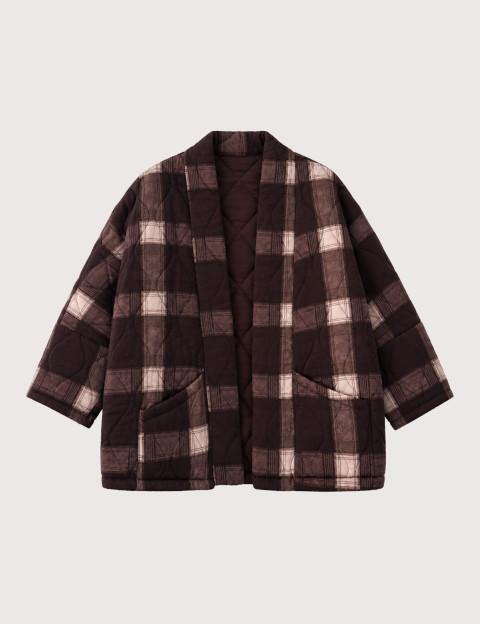 AOKYANOS Veste Kimono Femme Chicago Carreaux Heritage Bordeaux