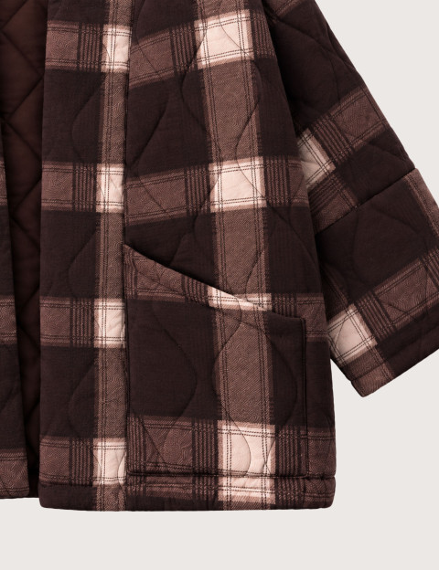 AOKYANOS Veste Kimono Femme Chicago Carreaux Heritage Bordeaux - 2