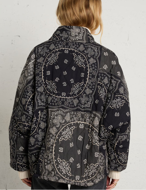 AOKYANOS Veste Kimono Femme Chicago Bandana Patch Noir - 2