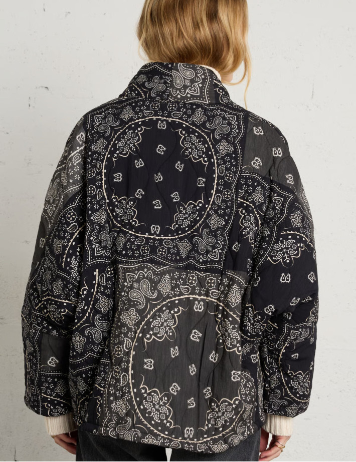 AOKYANOS Veste Kimono Femme Chicago Bandana Patch Noir - 2