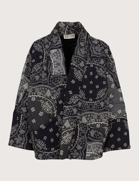 AOKYANOS Veste Kimono Femme Chicago Bandana Patch Noir