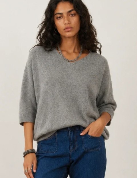 Pull Femme en Maille Ida Gris