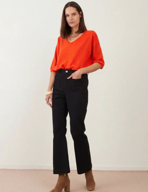 Minuit12 Pull Femme en Maille Ida Orange - 3