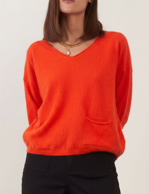 Minuit12 Pull Femme en Maille Ida Orange