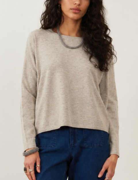 Minuit12 Pull Femme en Maille Livia Beige Chiné