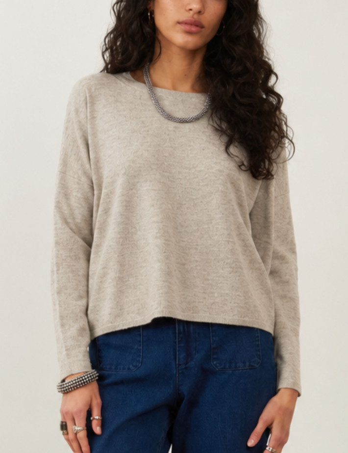 Minuit12 Pull Femme en Maille Livia Beige Chiné