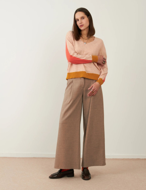 Minuit12 Pull Femme en Maille Lysea Beige - 2