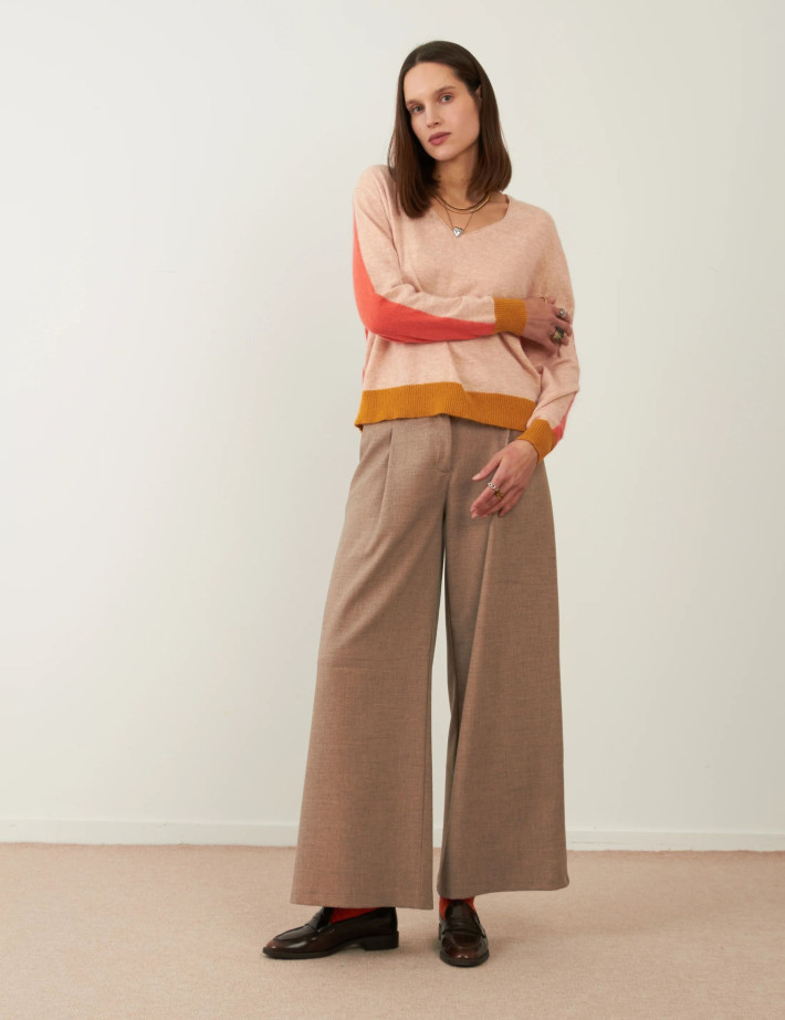 Minuit12 Pull Femme en Maille Lysea Beige - 2