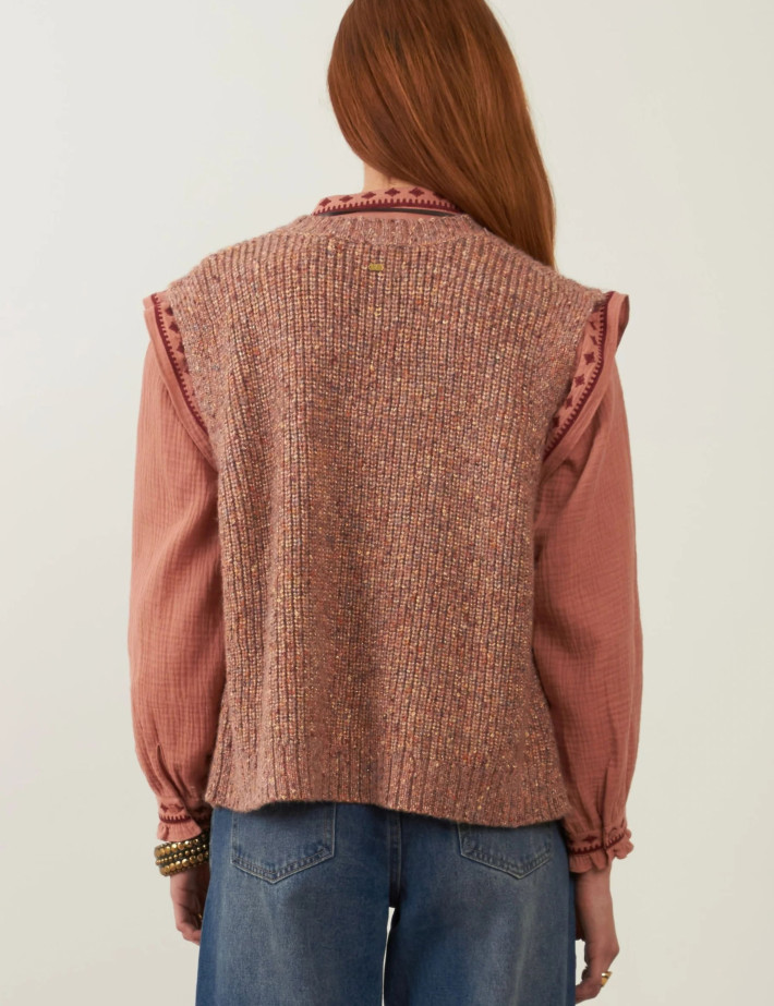 Minuit12 Pull Femme en Maille Podium Blush