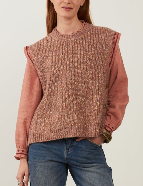 Minuit12 Pull Femme en Maille Podium Blush - 2