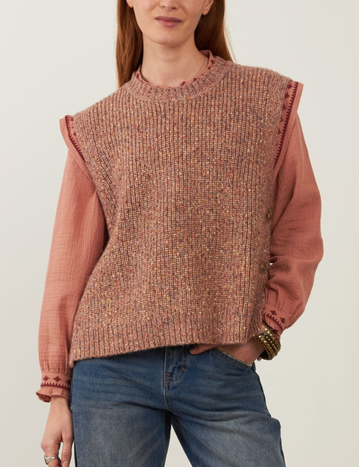 Minuit12 Pull Femme en Maille Podium Blush - 2