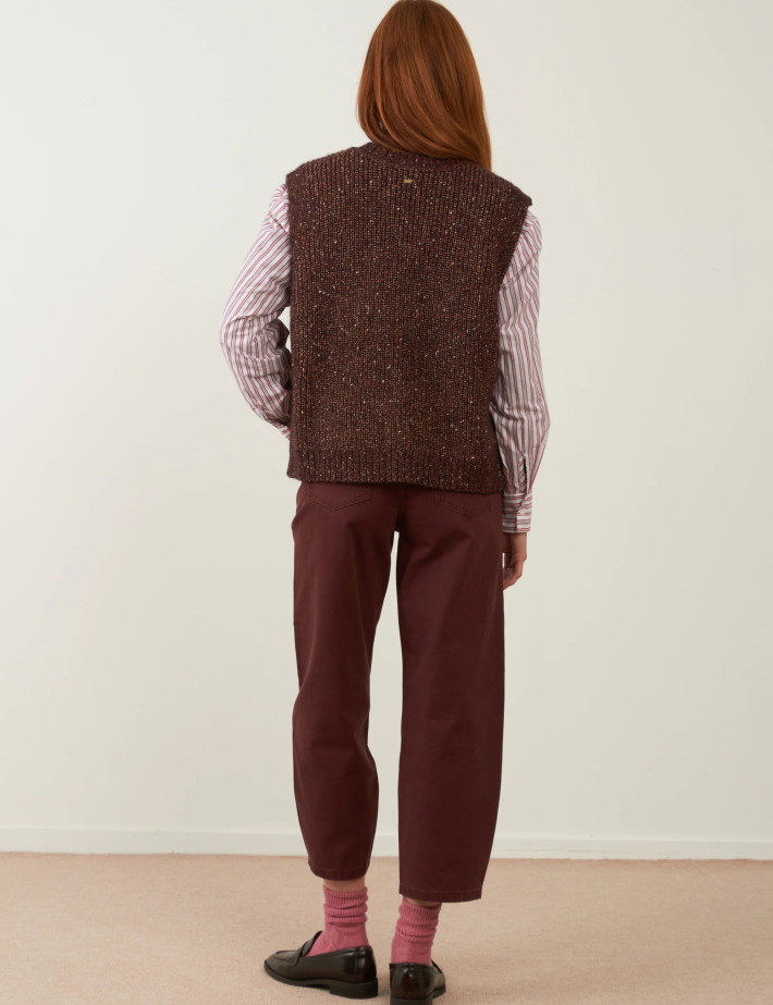 Minuit12 Pull Femme en Maille Podium Choco - 2