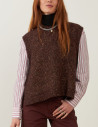 Minuit12 Pull Femme en Maille Podium Choco