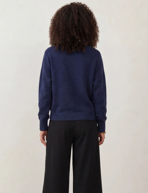 Minuit12 Pull Femme en Maille Thalita Marine - 3