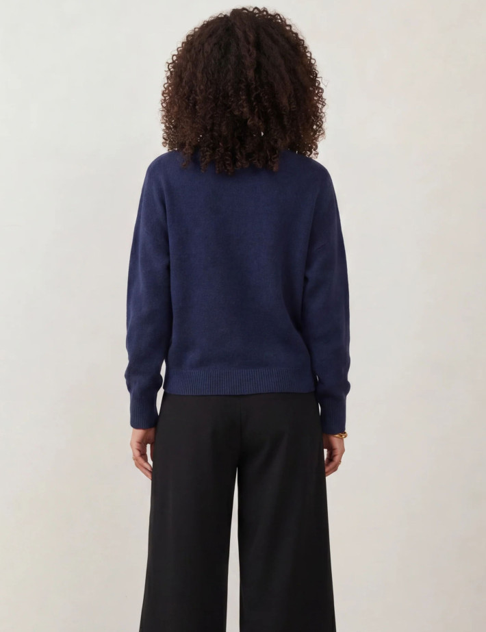 Minuit12 Pull Femme en Maille Thalita Marine - 3