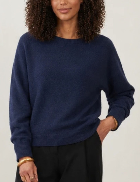 Minuit12 Pull Femme en Maille Thalita Marine
