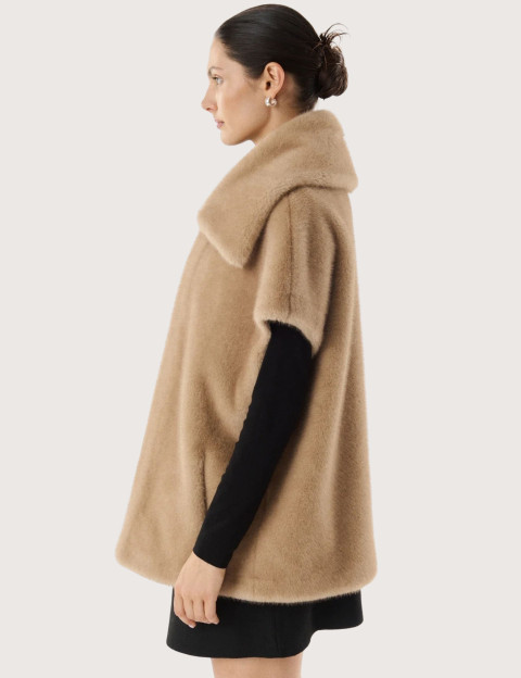 Giovanni Paris Veste Femme Fausse Fourrure sans Manches Emily Taupe - 3