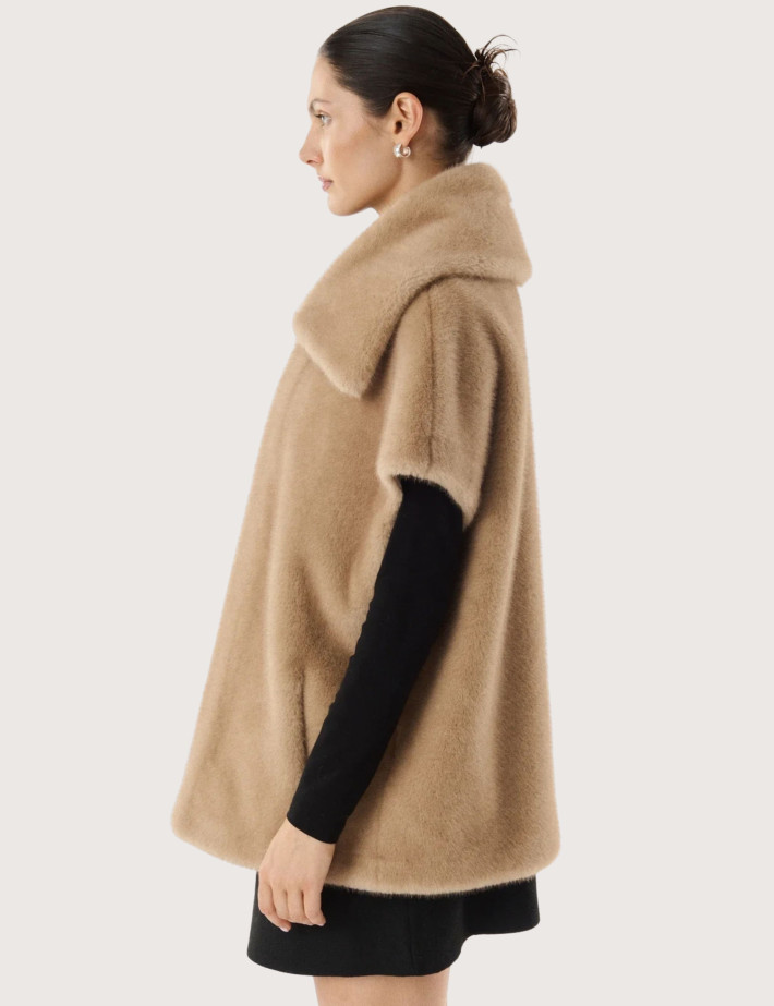 Giovanni Paris Veste Femme Fausse Fourrure sans Manches Emily Taupe - 3