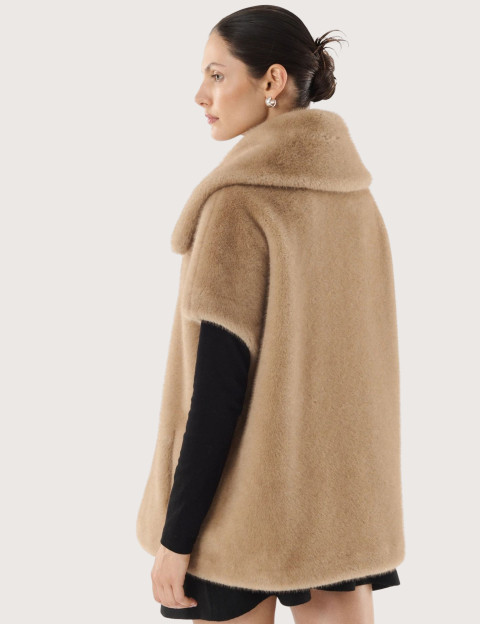 Giovanni Paris Veste Femme Fausse Fourrure sans Manches Emily Taupe - 5
