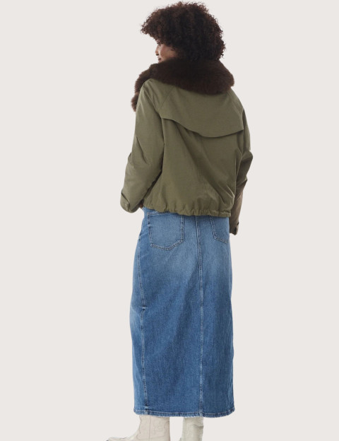 Giovanni Paris Bomber Femme Col Fourrure Erin Kaki - 6