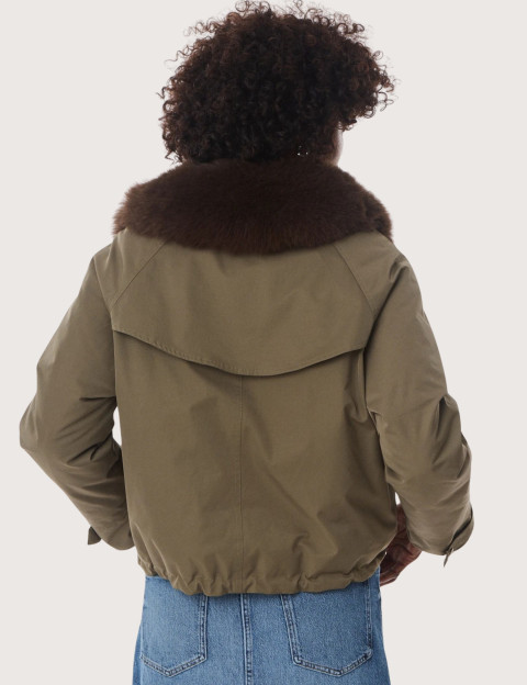 Giovanni Paris Bomber Femme Col Fourrure Erin Kaki - 7