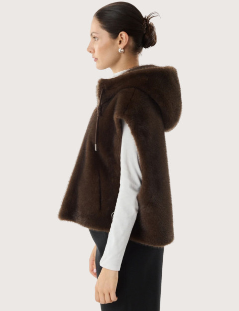 Giovanni Paris Veste Femme Fausse Fourrure sans Manches Gisele Marron - 5