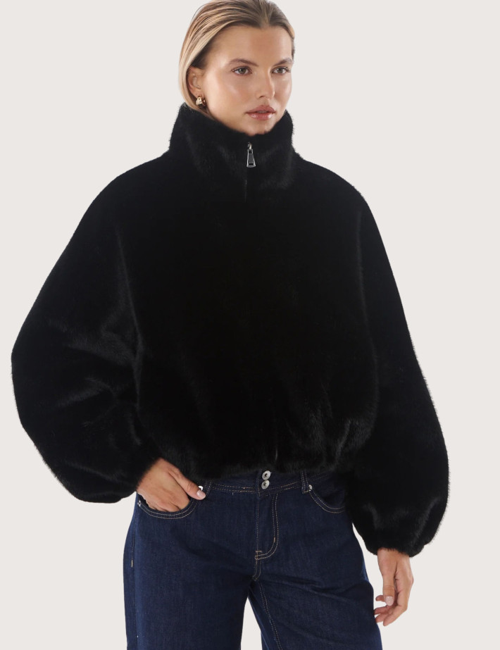 Giovanni Paris Veste Femme Fausse Fourrure Josie Noir - 6