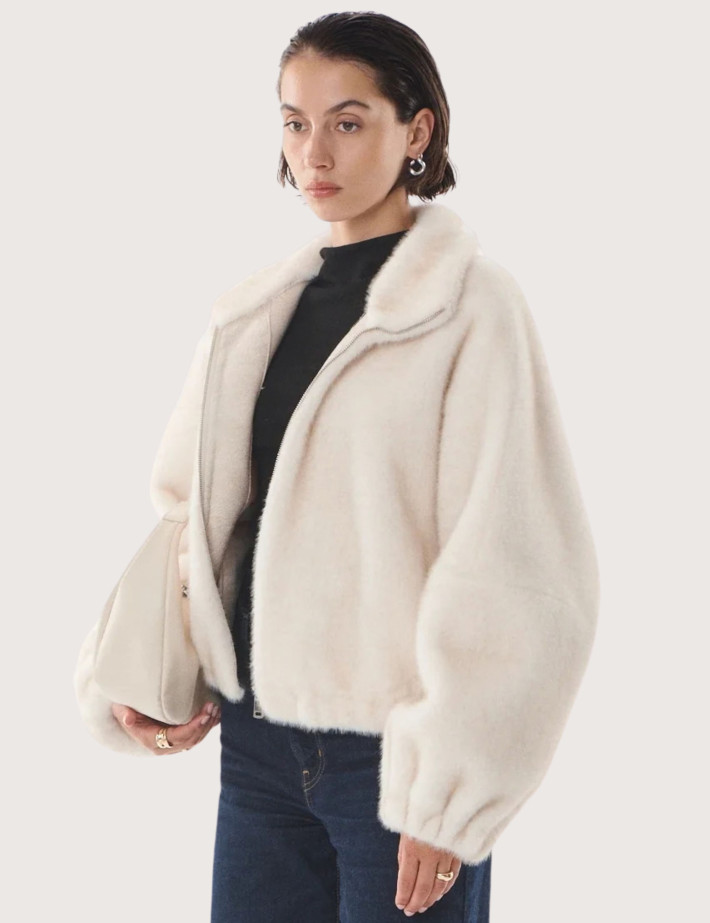 Giovanni Paris Veste Femme Fausse Fourrure Josie Blanc - 7