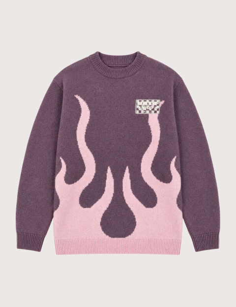 Natif Pull Unisexe en Maille Jacquard Hotel Rose Violet - 4