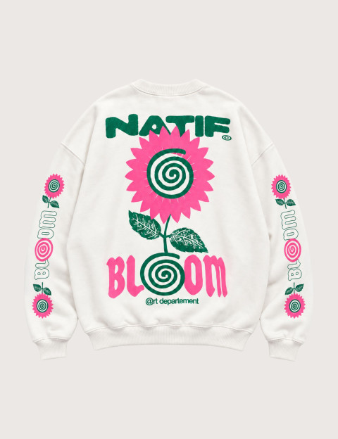 Natif Sweat Unisexe Loose Bloom 27 Blanc - 6