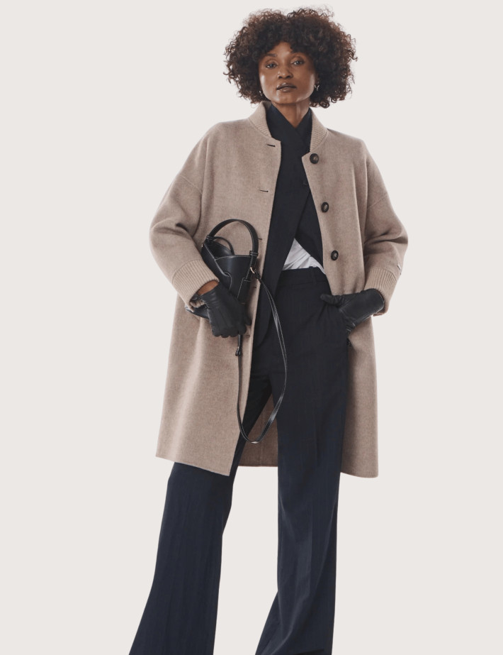 Giovanni Paris Manteau Long Femme Laureline Taupe - 2