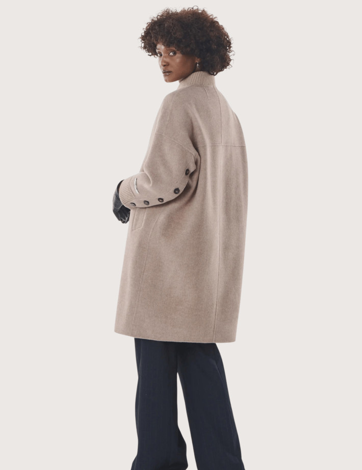 Giovanni Paris Manteau Long Femme Laureline Taupe - 4