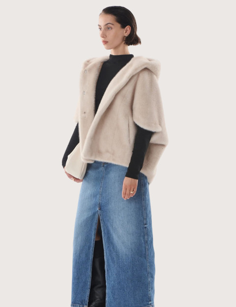 Giovanni Paris Cape en Fausse Fourrure Femme Leonie Beige - 3