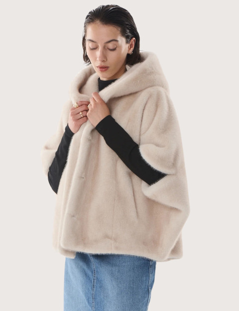 Giovanni Paris Cape en Fausse Fourrure Femme Leonie Beige - 2