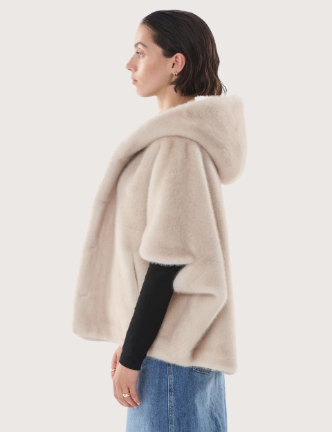 Giovanni Paris Cape en Fausse Fourrure Femme Leonie Beige - 4