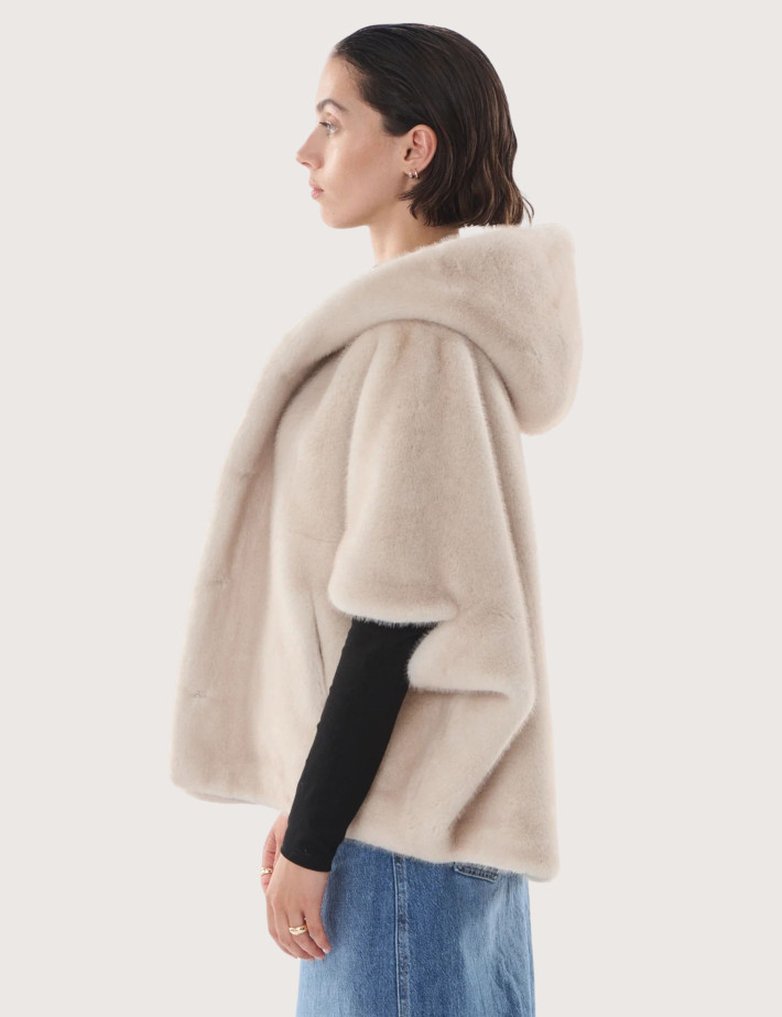 Giovanni Paris Cape en Fausse Fourrure Femme Leonie Beige - 4