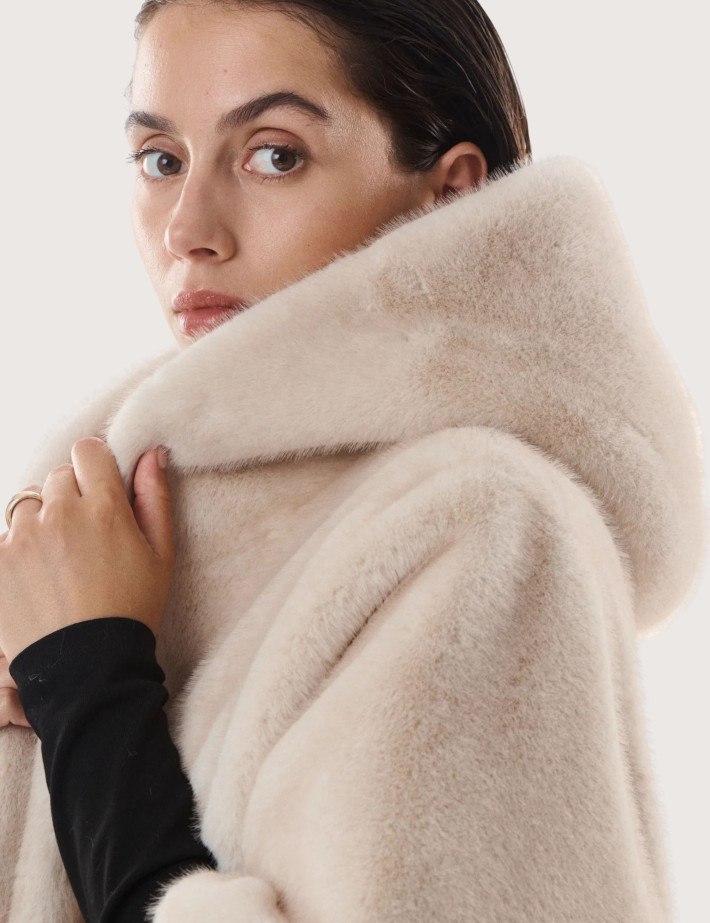 Giovanni Paris Cape en Fausse Fourrure Femme Leonie Beige - 5