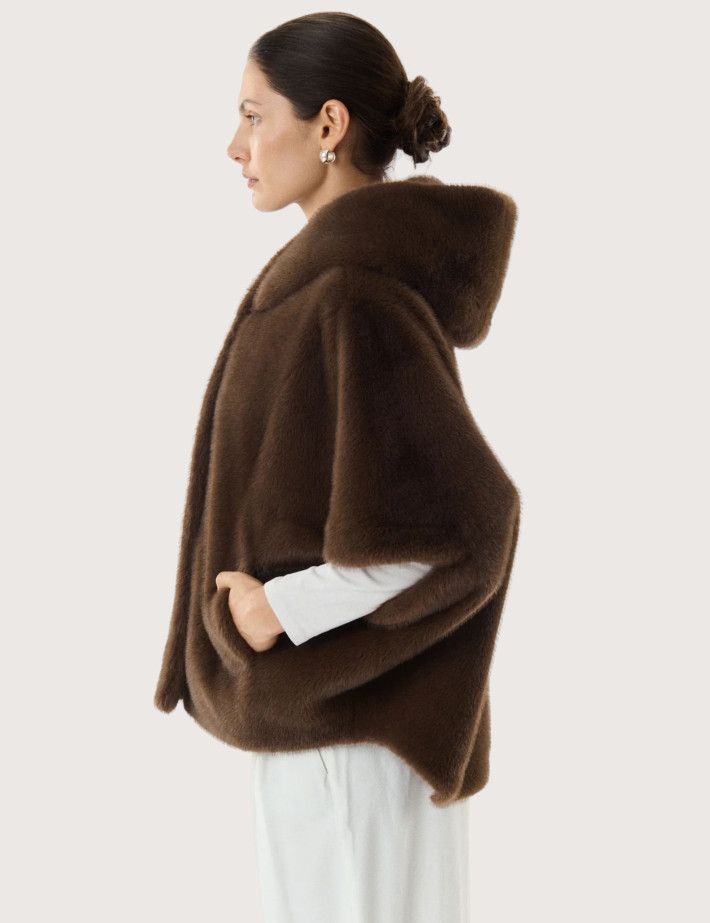 Giovanni Paris Cape en Fausse Fourrure Femme Leonie Marron - 3