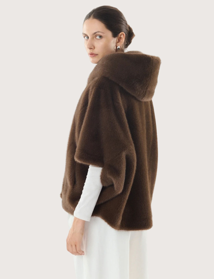 Giovanni Paris Cape en Fausse Fourrure Femme Leonie Marron - 5